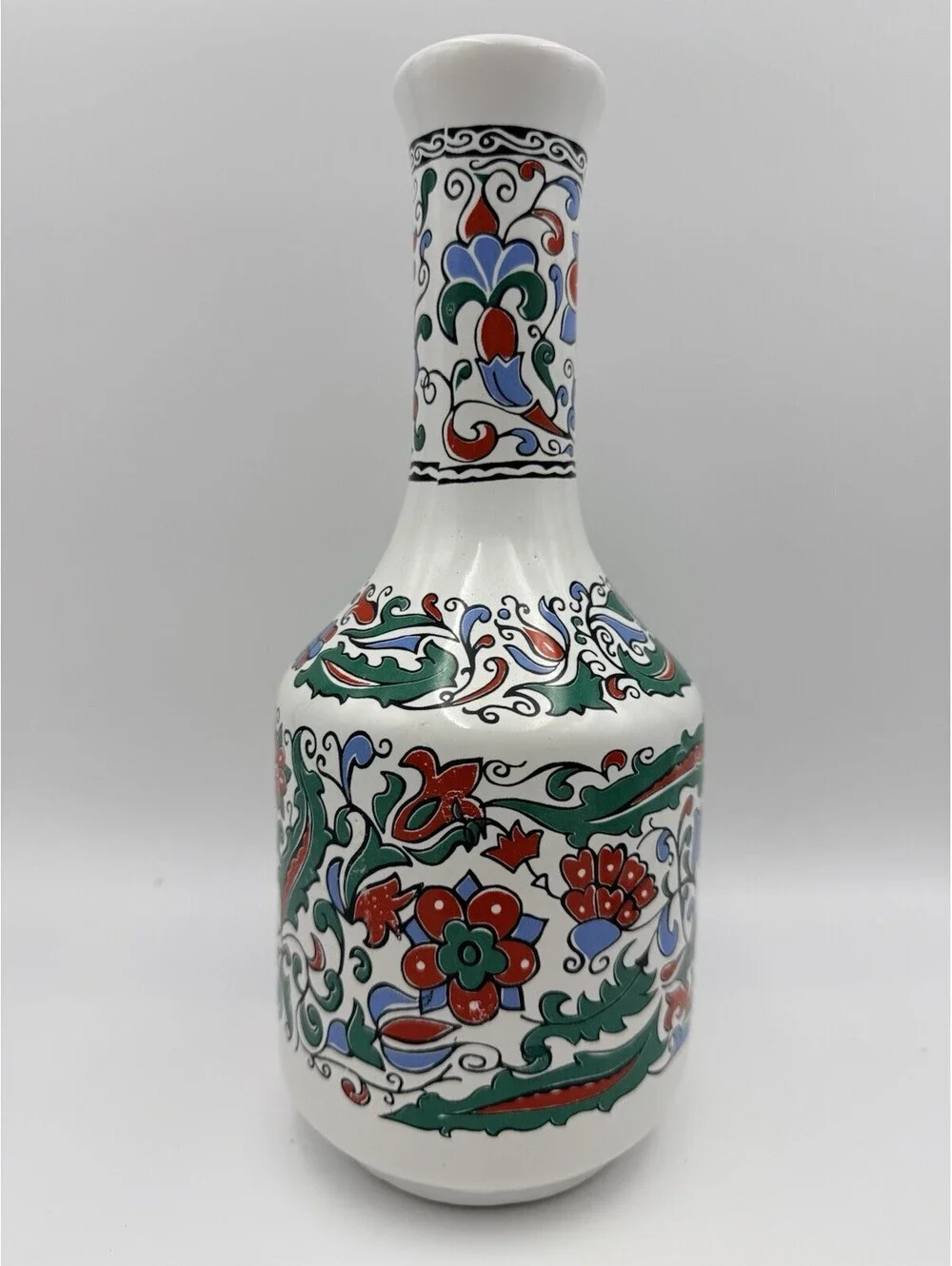 Vintage Metaxa Bottle Decanter Handmade Decorative Floral White Porcelain Greece